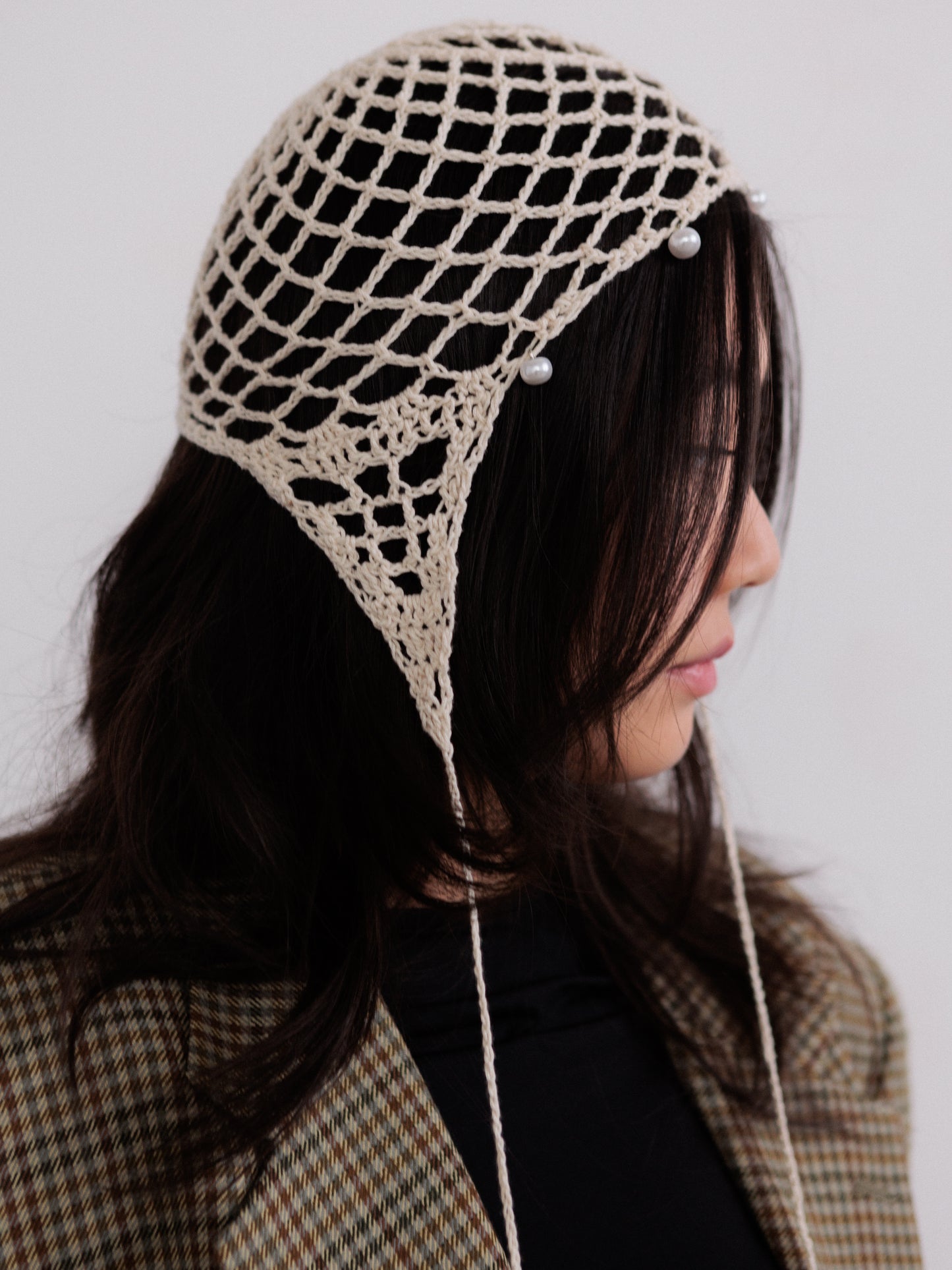 Crochet Mesh Hat With Beads