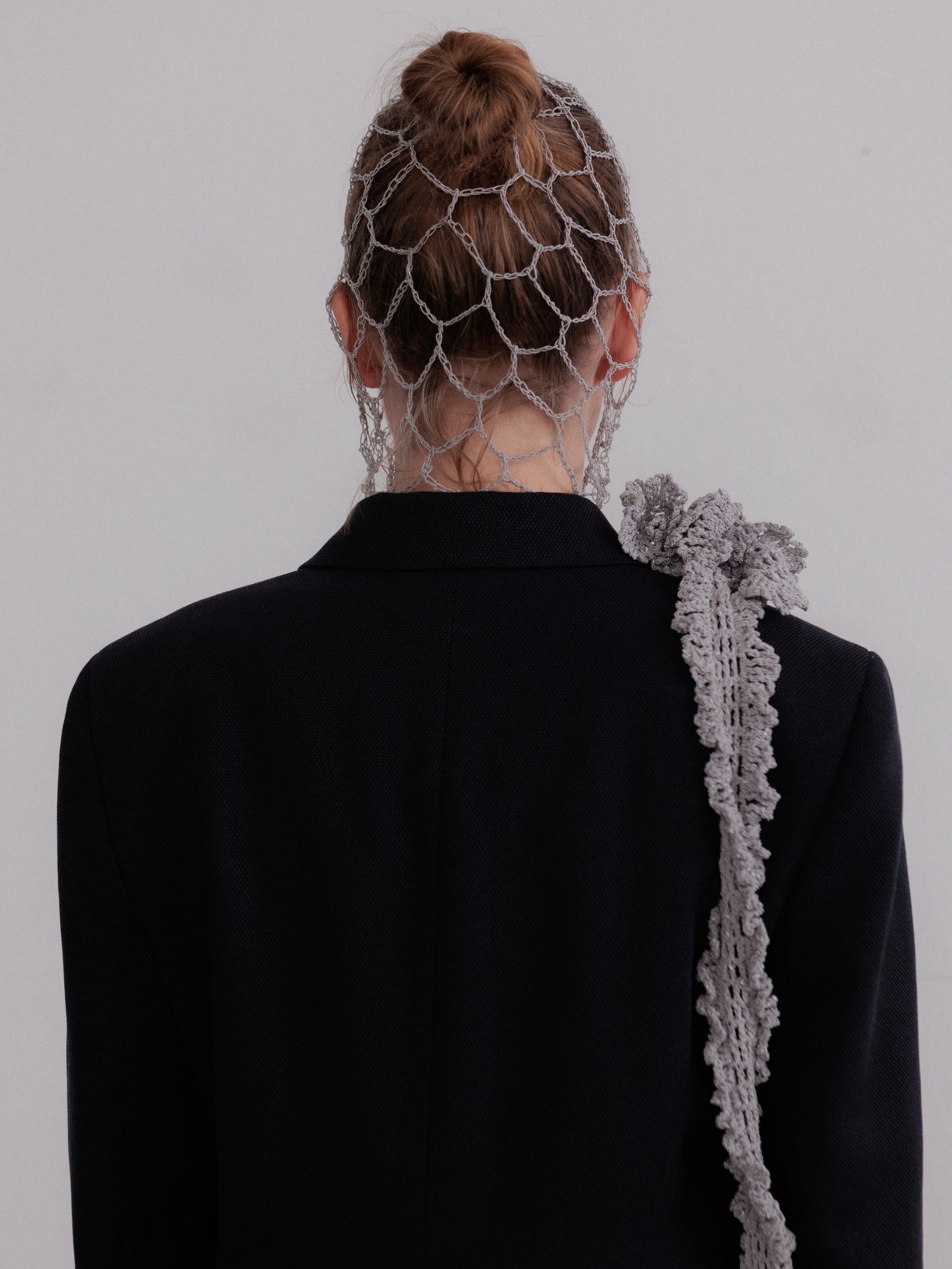 Crochet Mesh Silver Bag