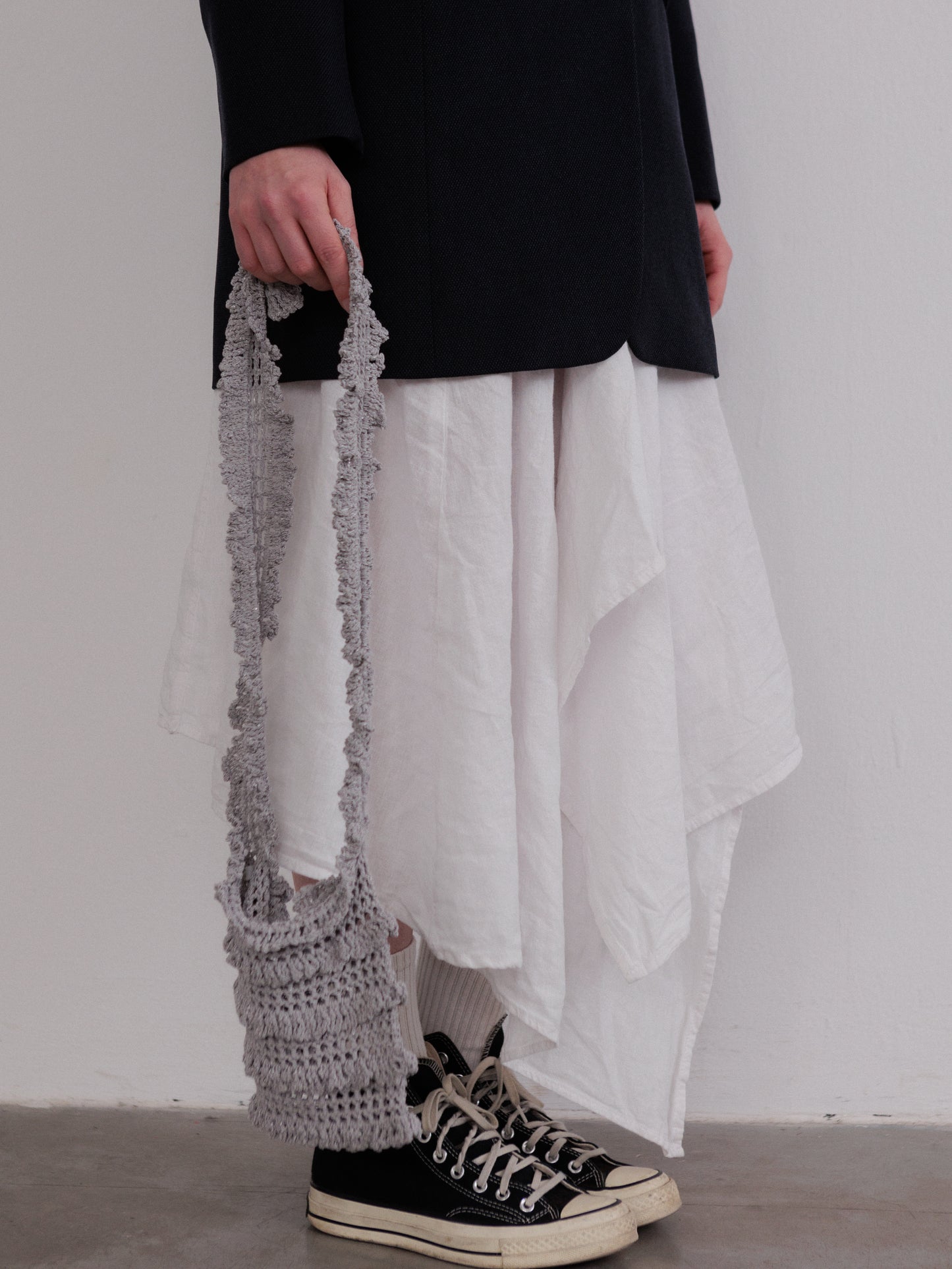 Crochet Mesh Silver Bag