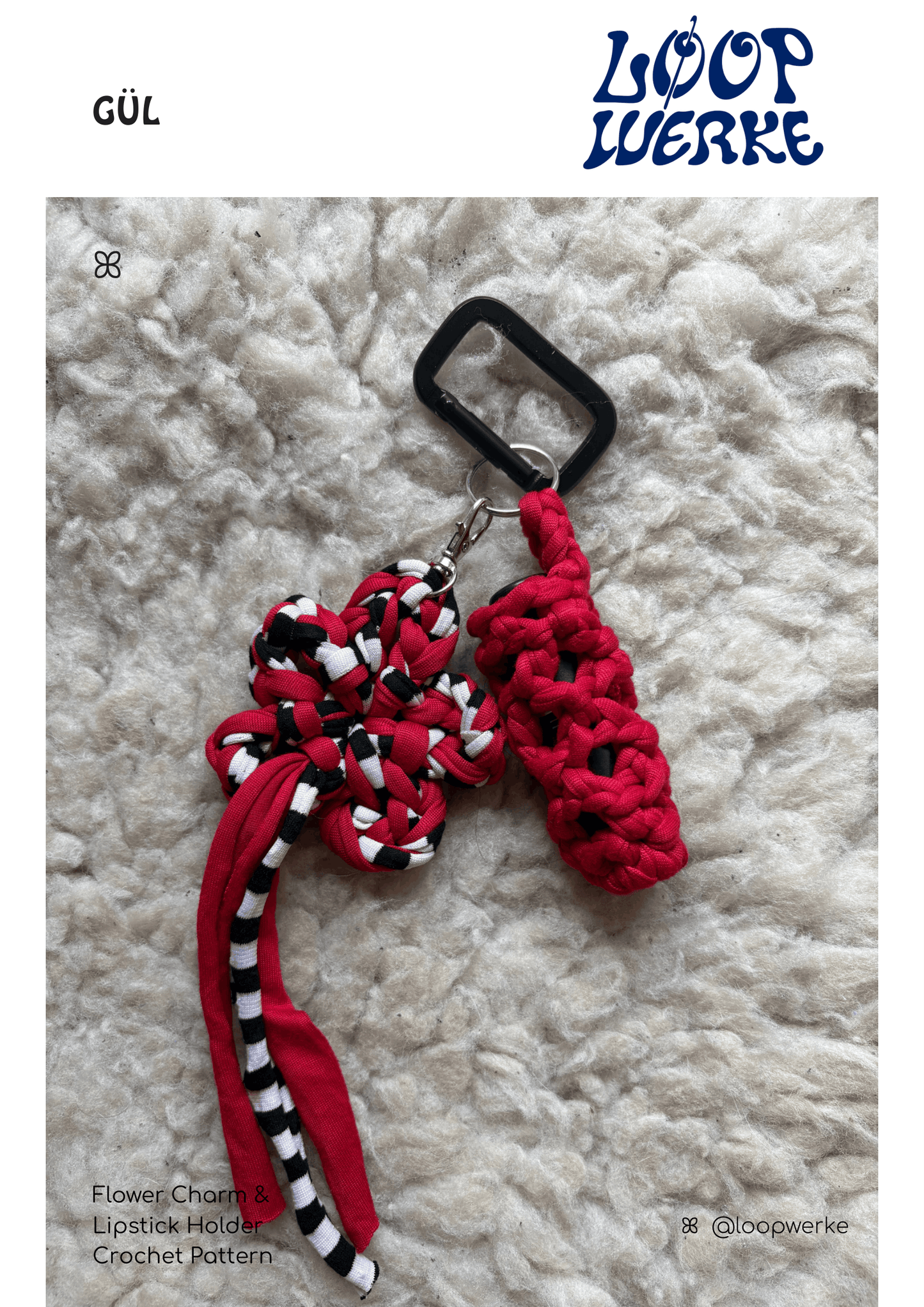 T-Shirt Yarn Flower Charm & Lipstick Holder